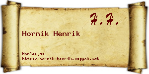 Hornik Henrik névjegykártya